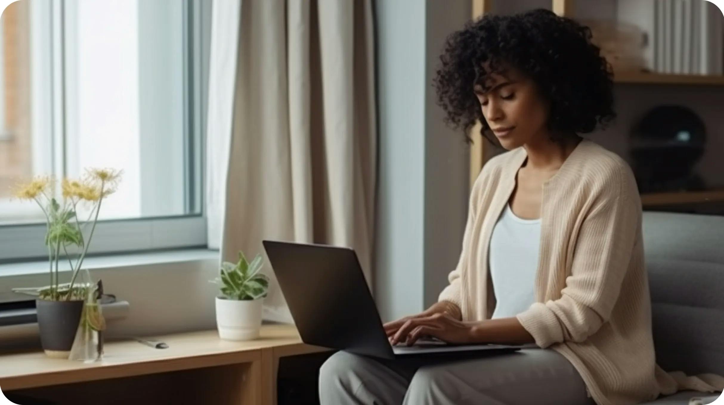 Woman filing her own LLC on a laptop