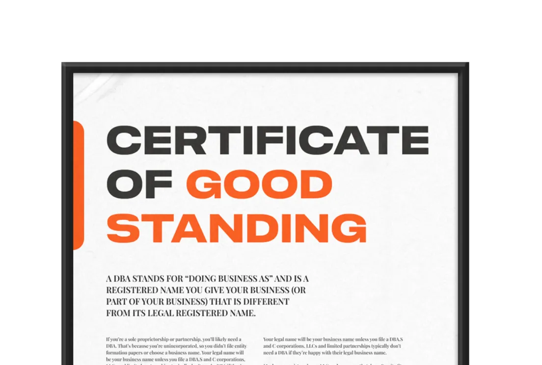 Certificate of good standing
