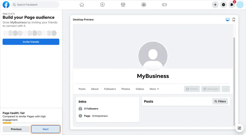 Img 7. How to create a page on Facebook