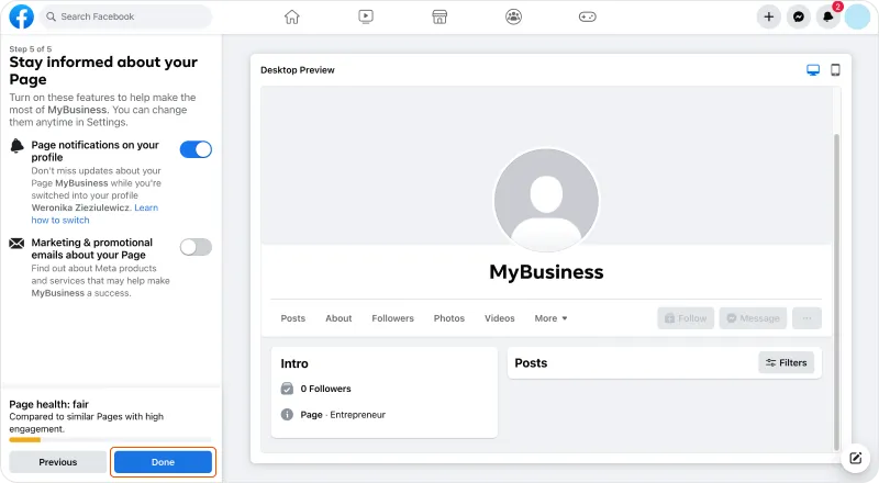 Img 8. How to create a page on Facebook