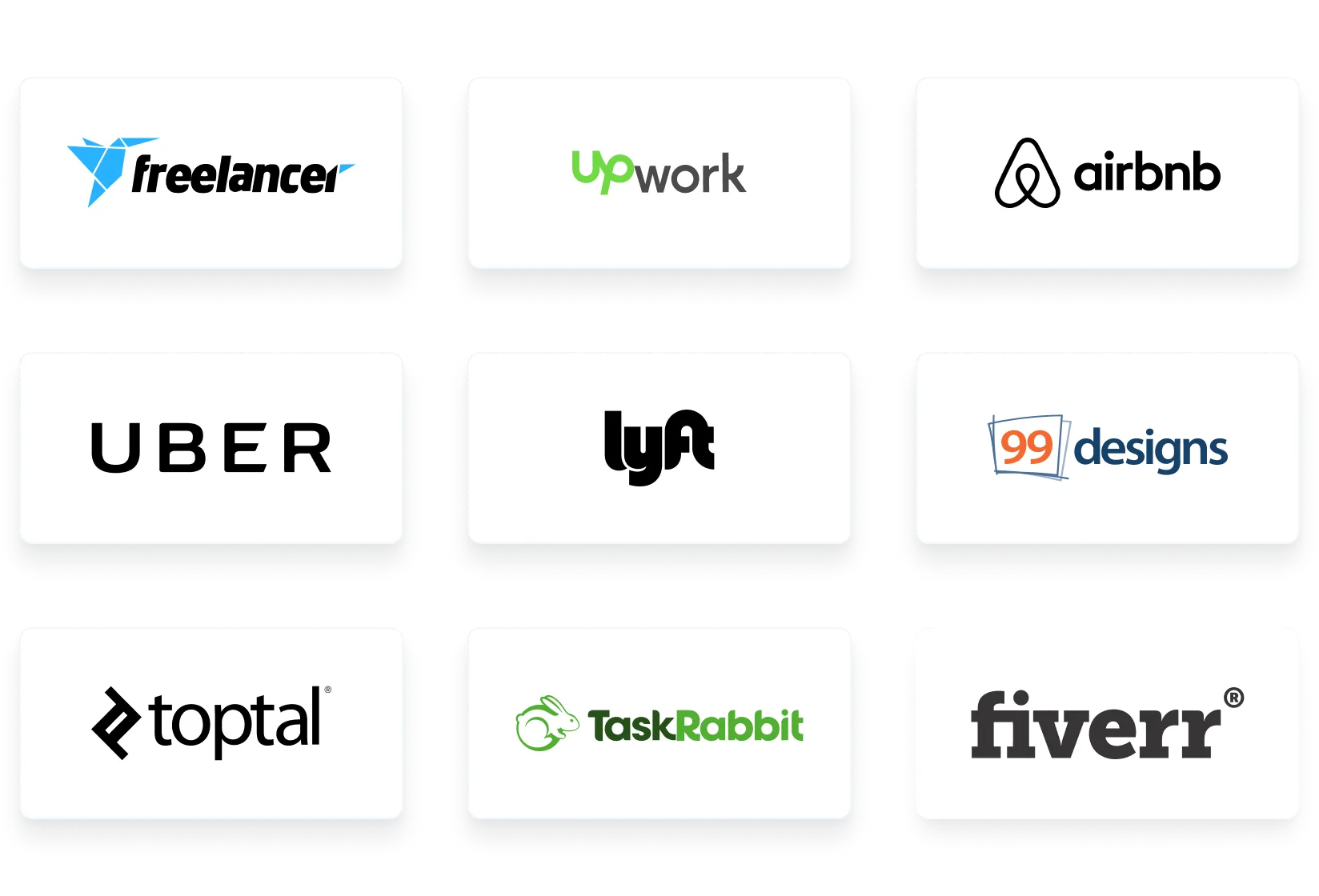 Image showing logos of freelance services and big gig economy marketplaces