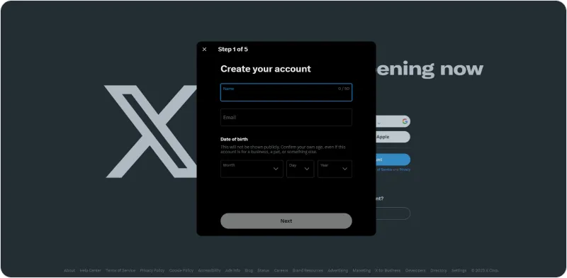 Img 2. How to set up an X (Twitter) account