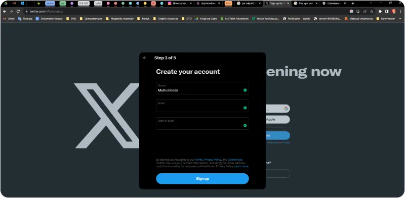 Img 4. How to set up an X (Twitter) account